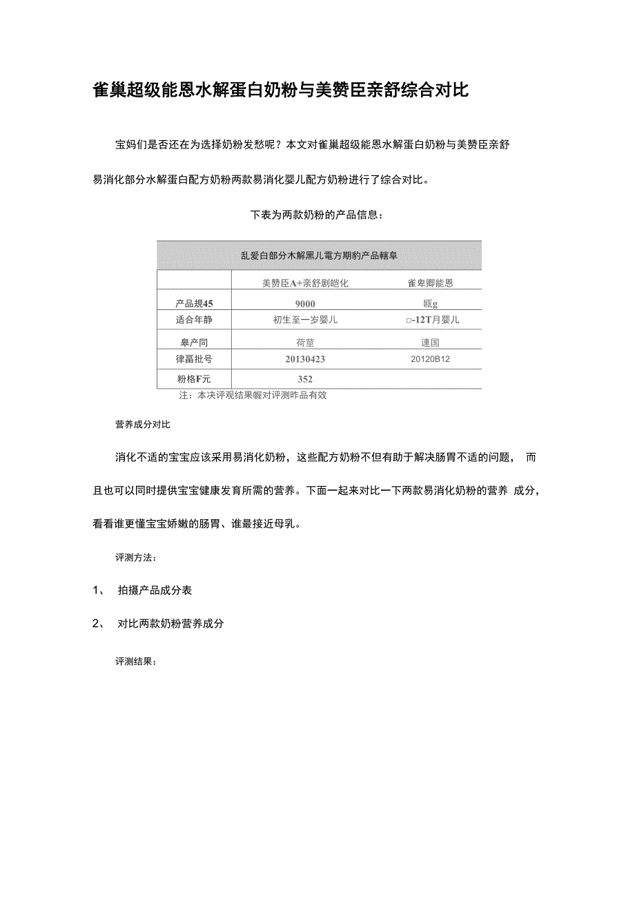 雀巢超级能恩水解蛋白奶粉与美赞臣亲舒综合对比_第1页