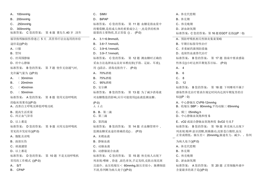 重症医学科考试试题_第2页