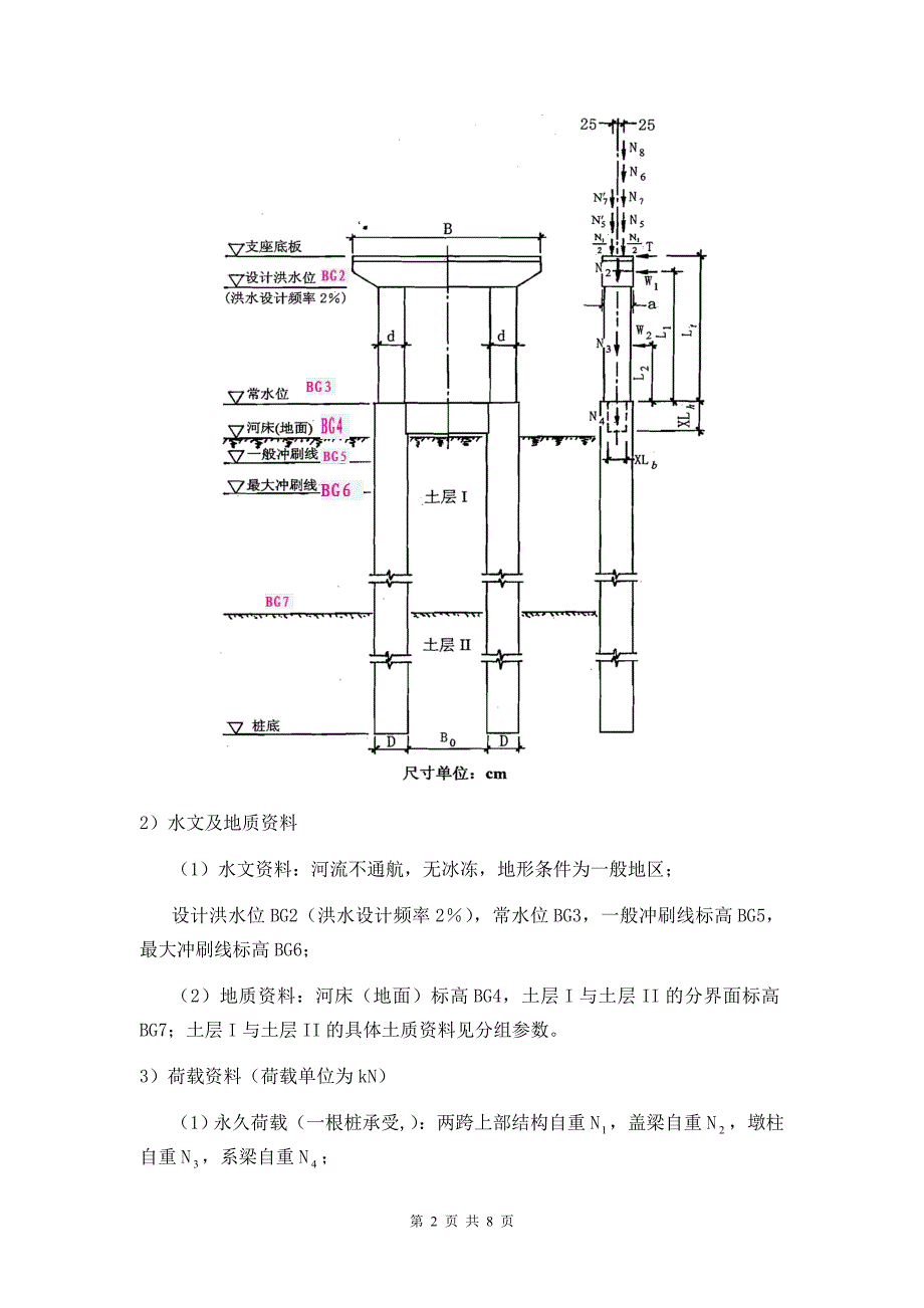 钻孔灌注桩双柱式桥墩基础设计桥梁基础工程课程设计任务书_第2页