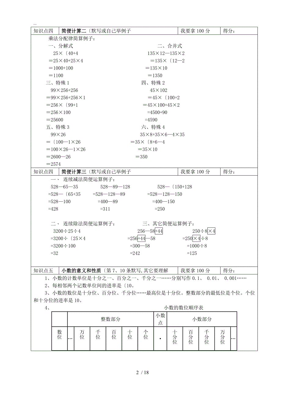 沪教版小学数学四年级（下册）知识点总复习题_第2页