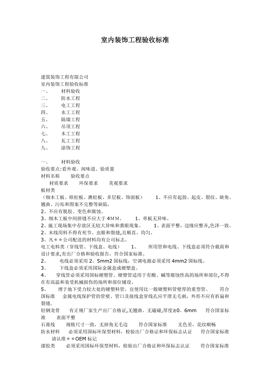 室内装饰工程验收标准_第1页