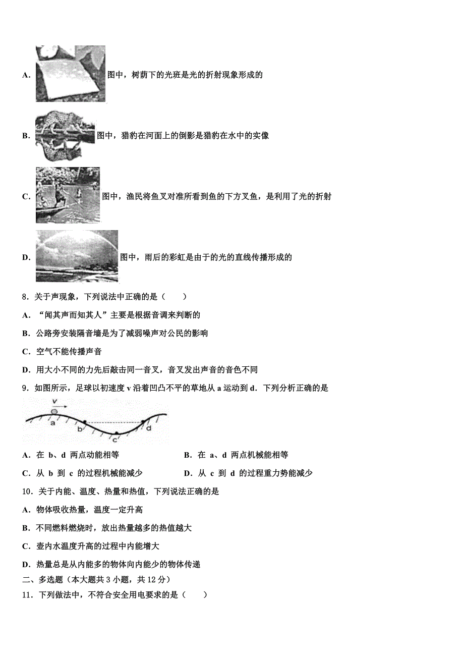 2022-2023学年湖北省宜昌市重点名校中考联考物理试题含解析_第3页