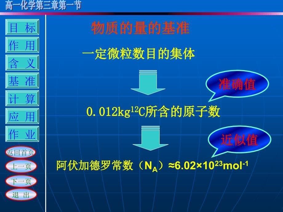 高中一年级化学必修1第一章从实验学化学第二节化学计量在实验中的应用第一课时课件_第5页