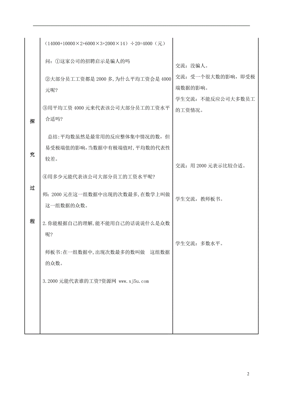 六年级数学上册众数教案青岛版_第2页