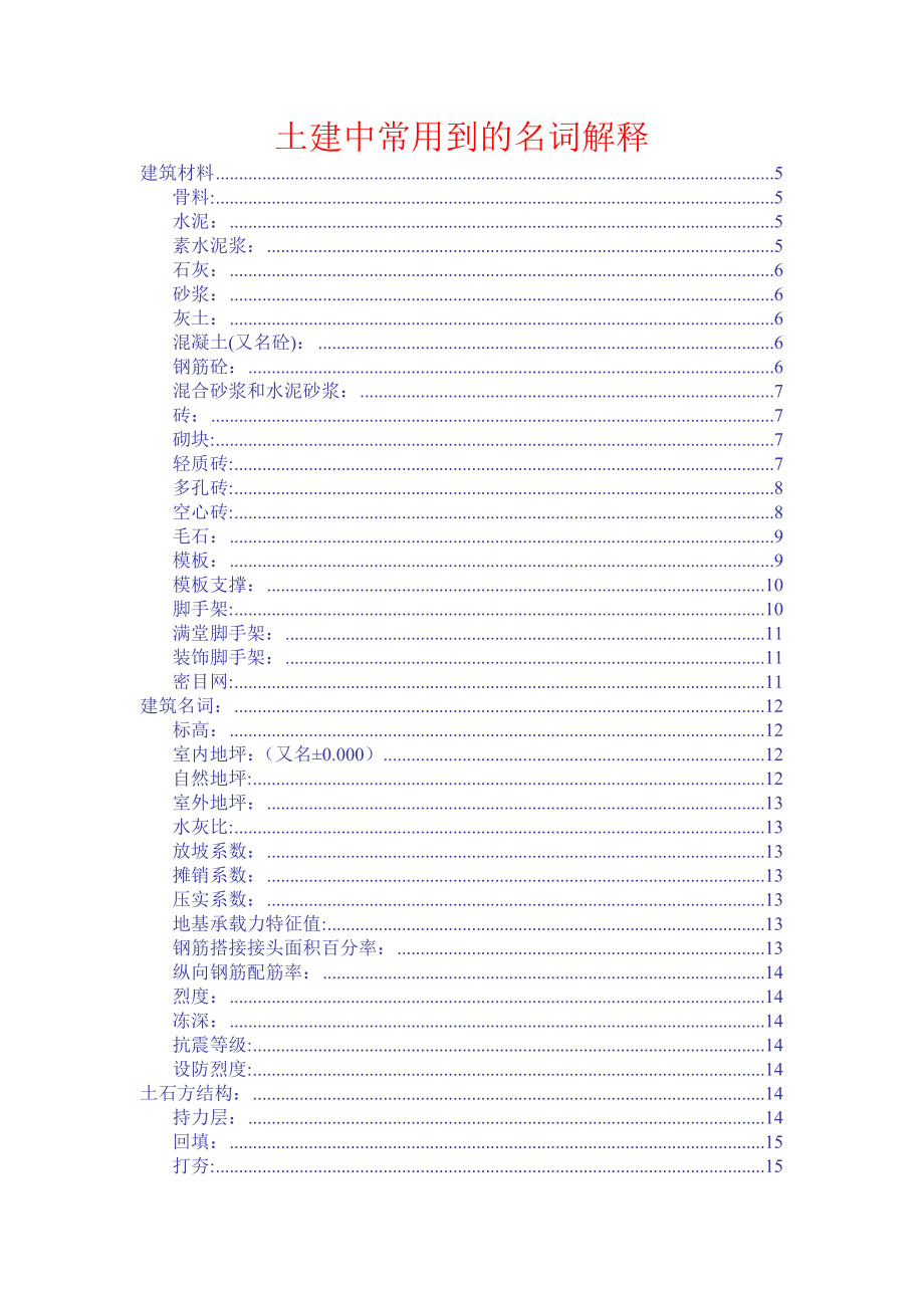土建中常用名词解释_第1页