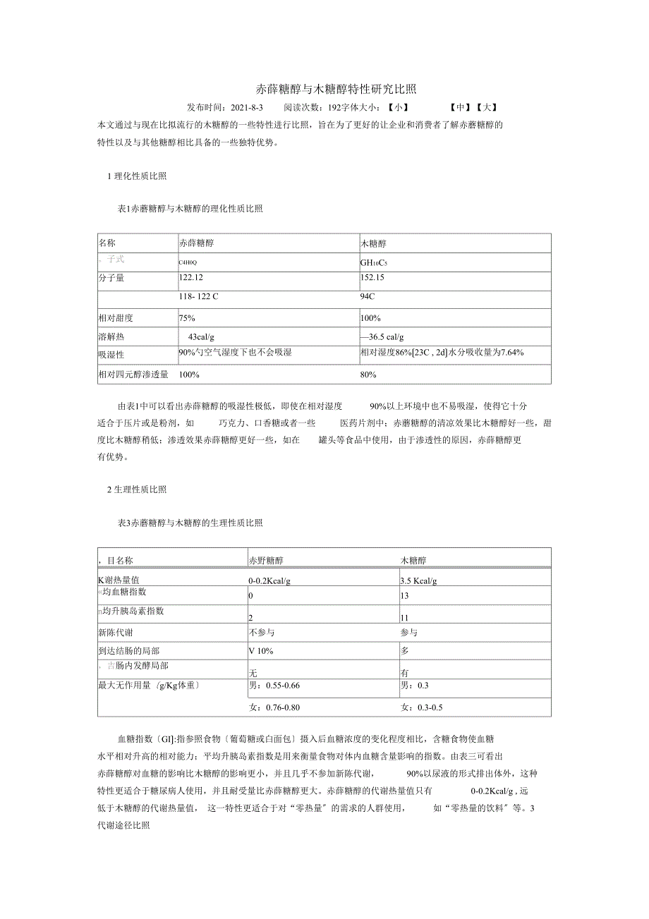 赤藓糖醇与木糖醇特性研究对比_第1页