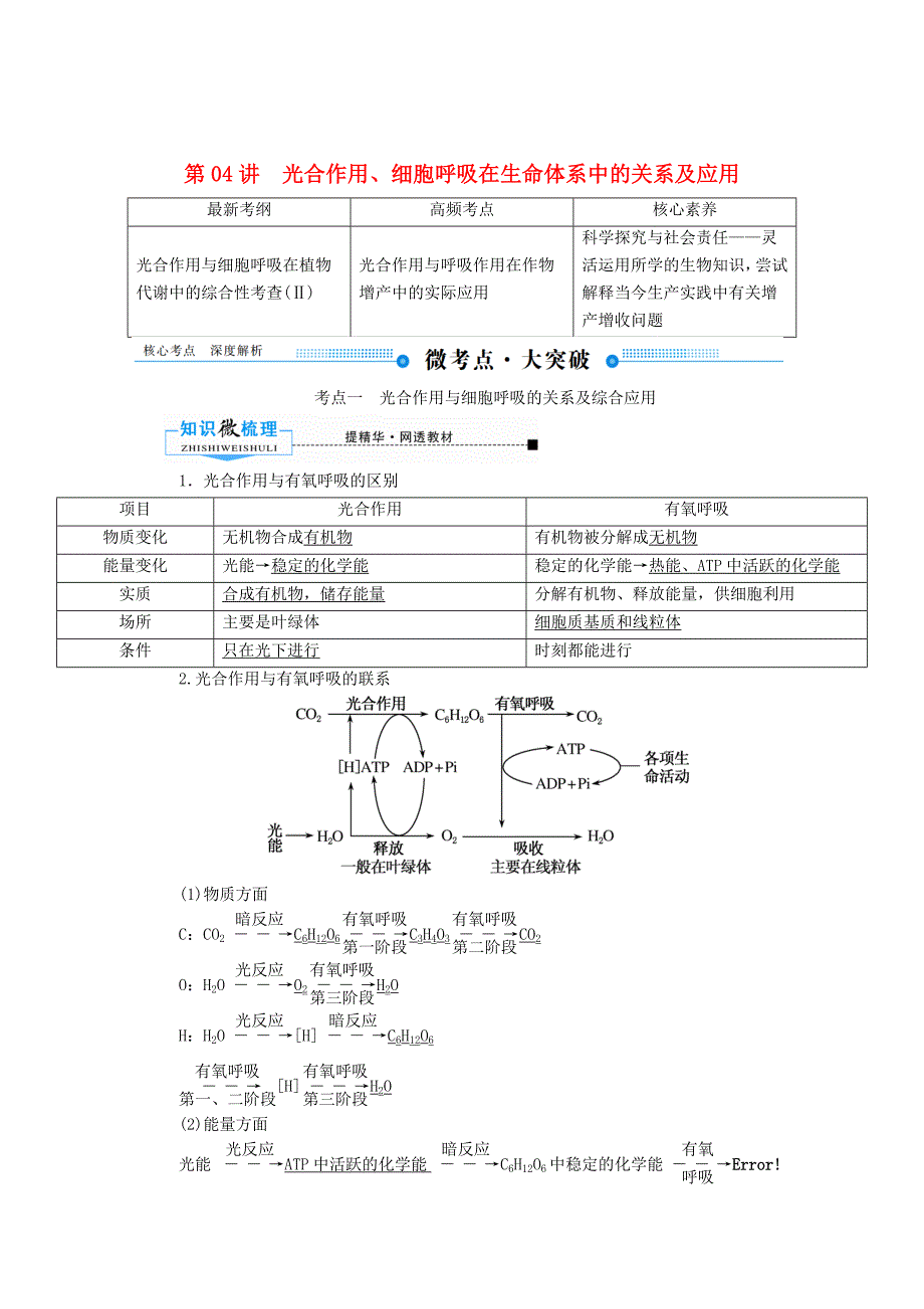 2020版高考生物一轮复习第三单元细胞的能量供应和利用第04讲光合作用教案新人教版.docx_第1页