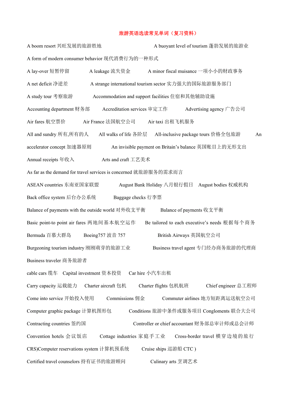 2023年自考旅游英语选读复习资料_第1页