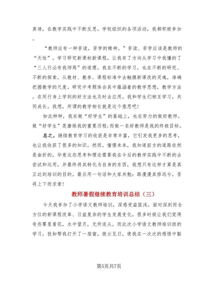 教师暑假继续教育培训总结（3篇）.doc_第5页