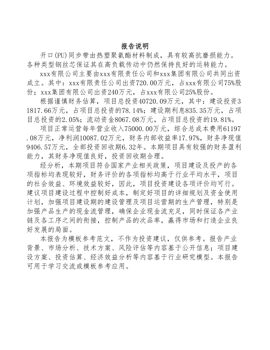 武汉关于成立开口同步带公司可行性研究报告模板范文(DOC 79页)_第2页