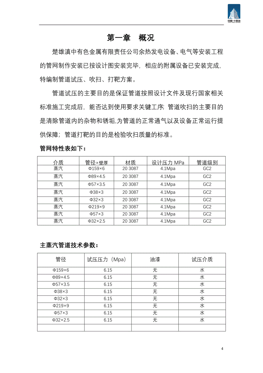 余热发电设备电气等安装工程管道试压、吹扫、打靶方案_第4页