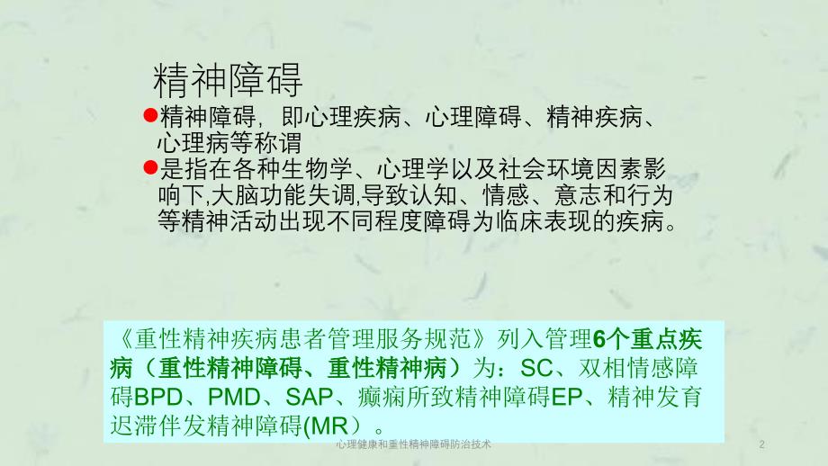 心理健康和重性精神障碍防治技术课件_第2页