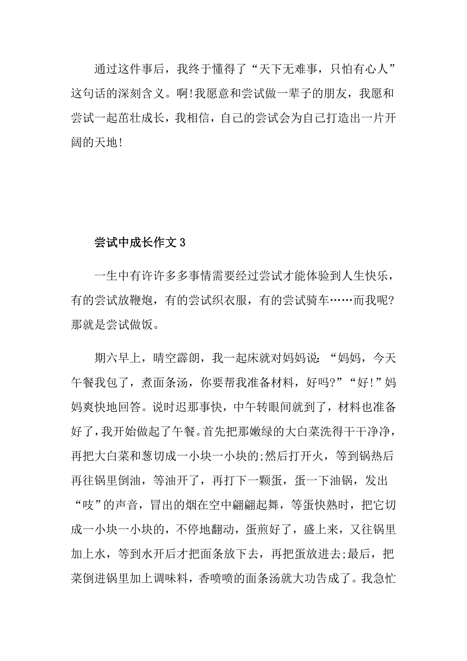 尝试中成长作文初二600字记叙文_第4页