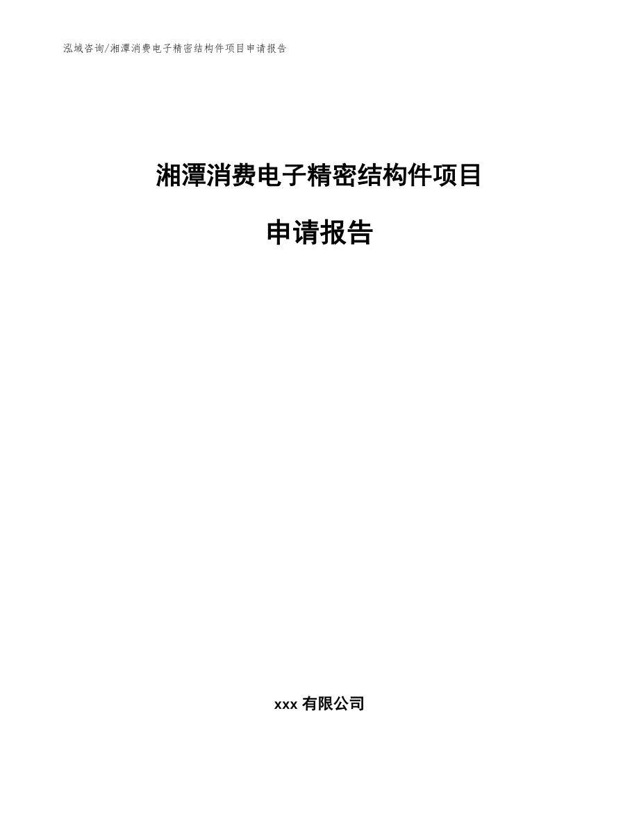 湘潭消费电子精密结构件项目申请报告模板范文
