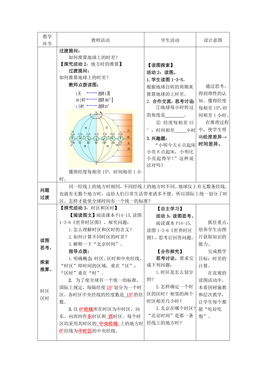 商务星球版地理七年级上册第一章地球第3节《地球的自转》教案_第3页