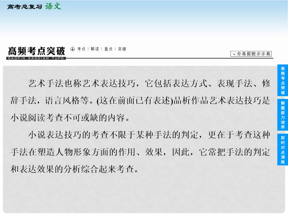 高考语文一轮复习 第三部分 324 鉴赏小说的艺术手法课件 新人教版_第2页