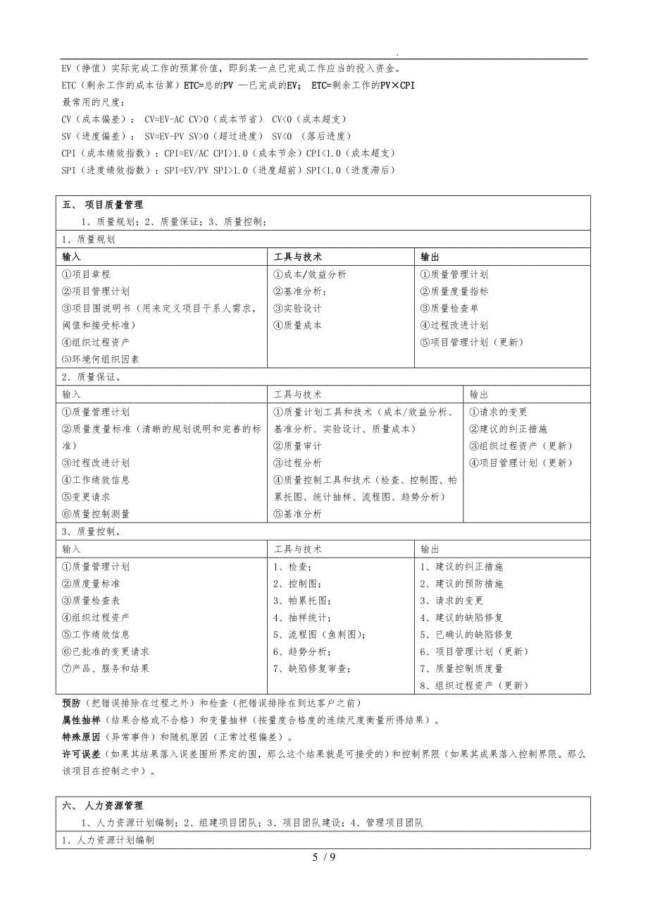 信息系统项目管理师九大知识_第5页