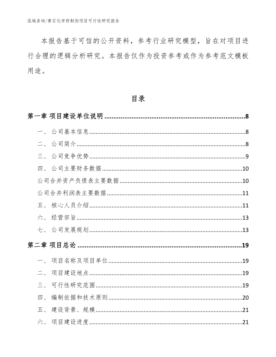 黄石化学药制剂项目可行性研究报告（参考范文）_第2页