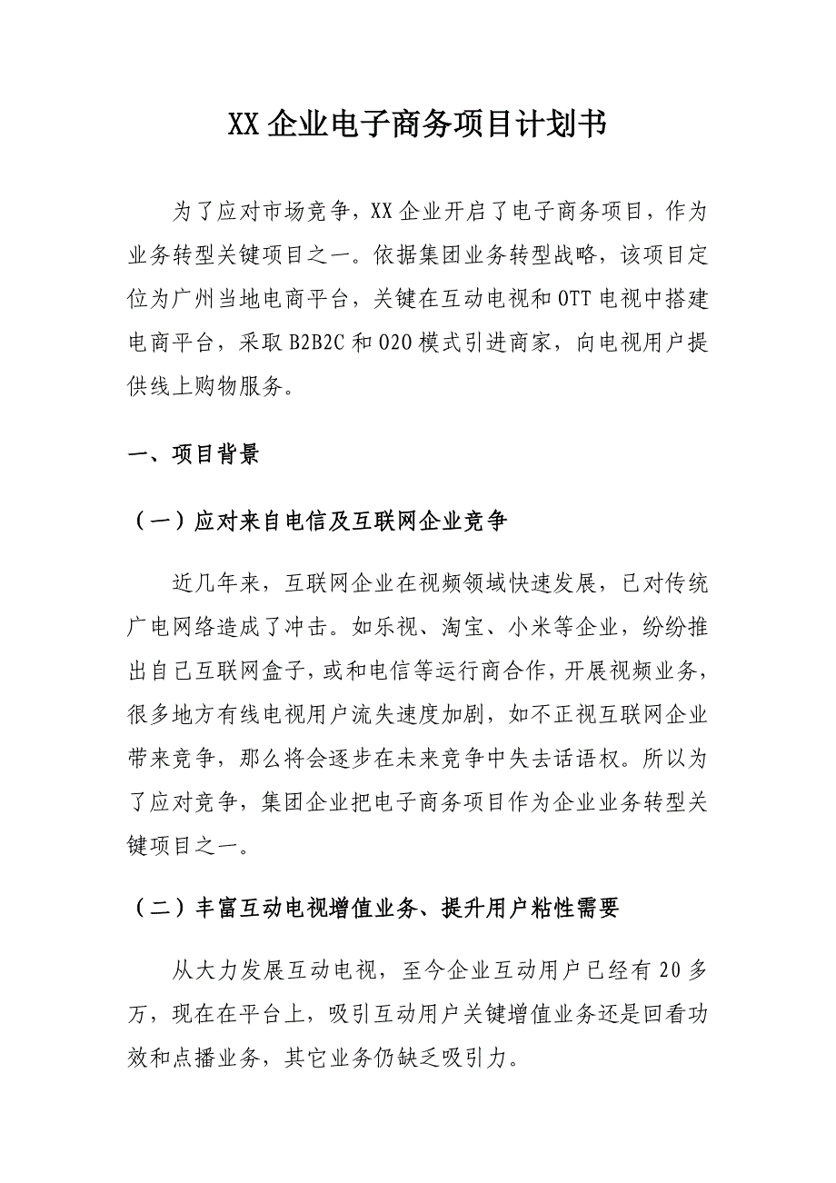 XX公司电子商务综合项目专题计划书原创新版培训教材.doc_第2页