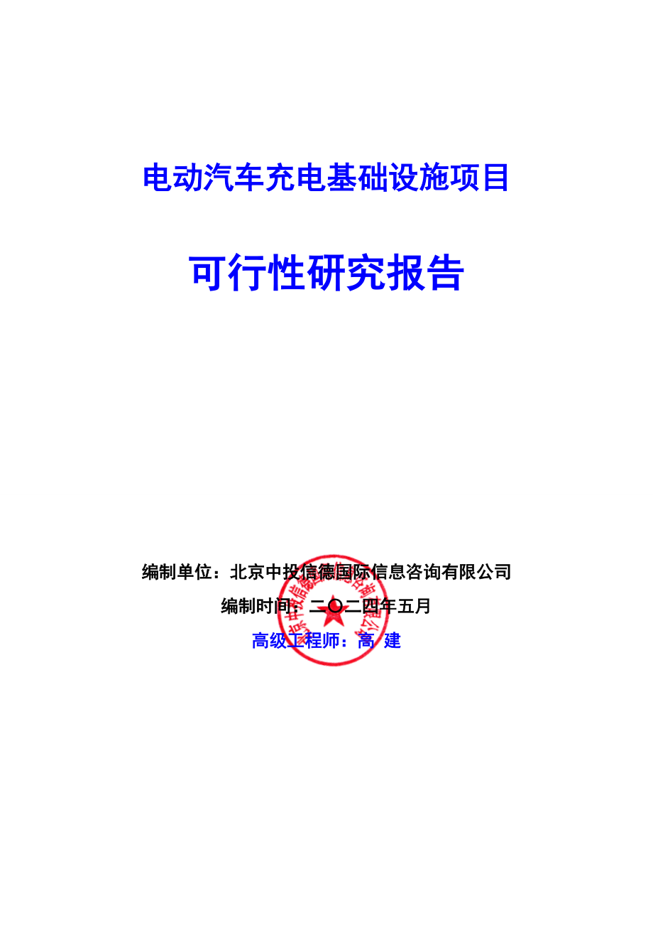 电动汽车充电基础设施项目可行性研究报告编写说明(模板_第1页