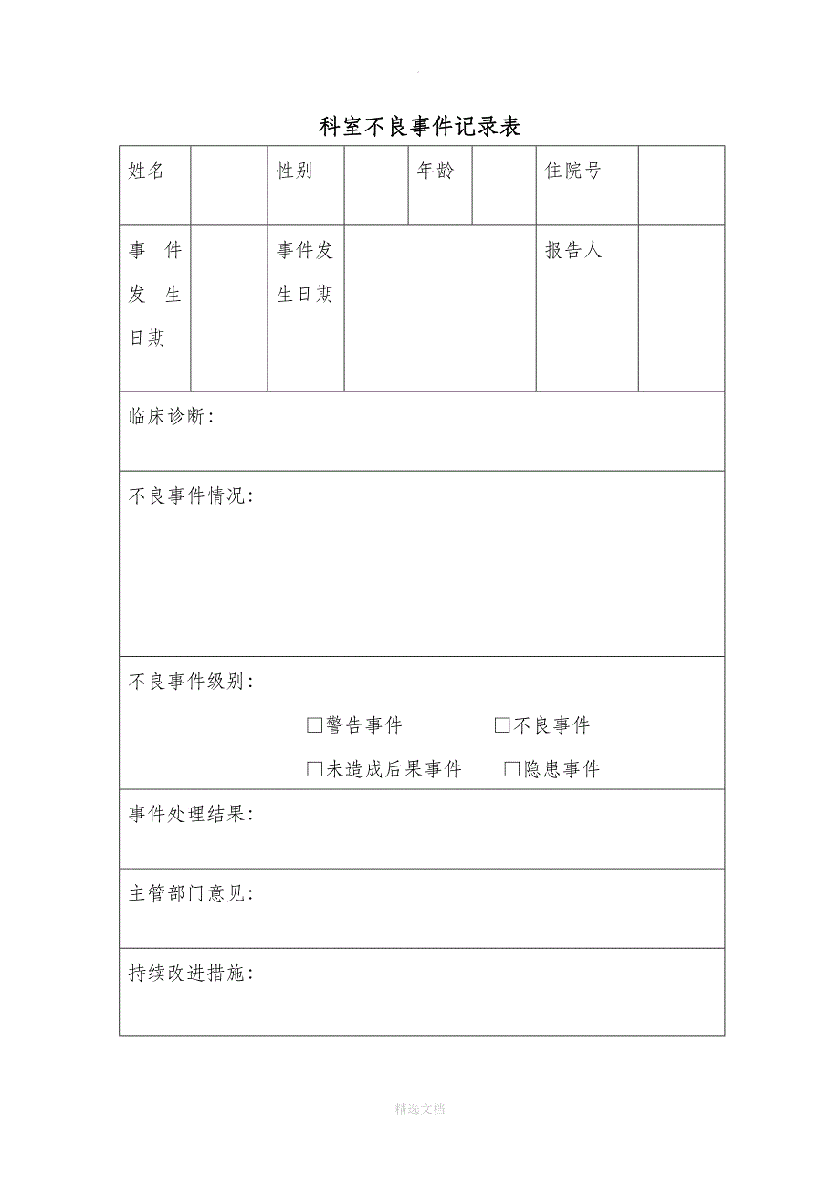 科室医疗纠纷预警报告表_第2页