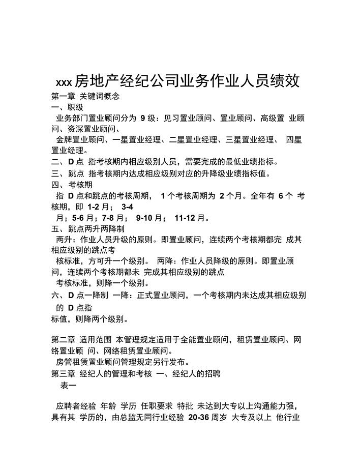 XXX房地产经纪公司经纪人及店经理绩效-终版