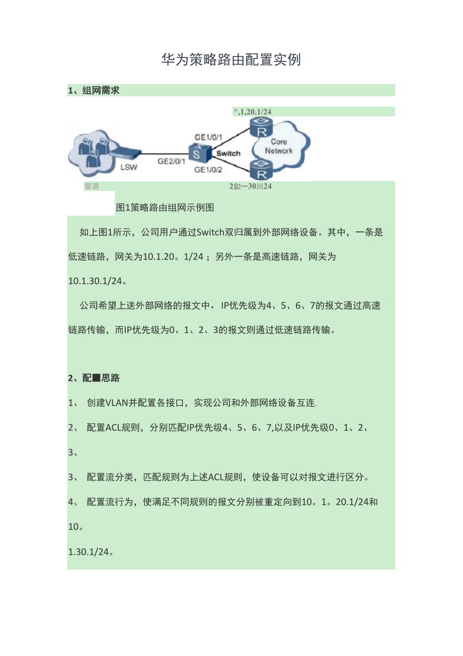 华为策略路由配置实例_第1页