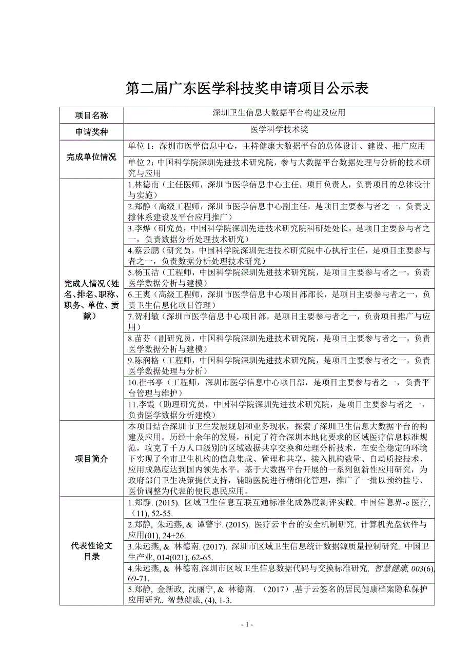 第二广东医学科技奖申请项目公-示表_第1页