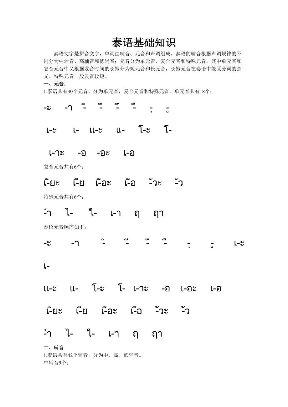 泰语基础知识（天选打工人）.docx_第1页