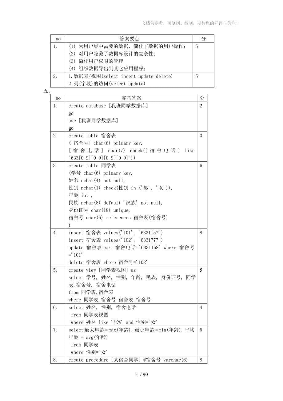 SQLserver16套试题参考_第5页