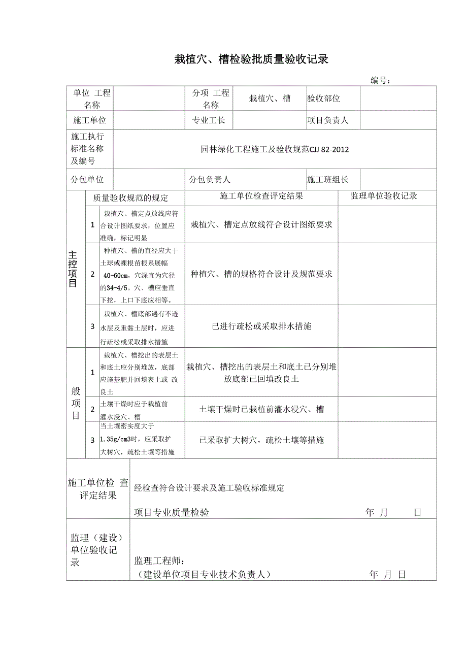 栽植穴、槽检验批质量验收记录_第1页