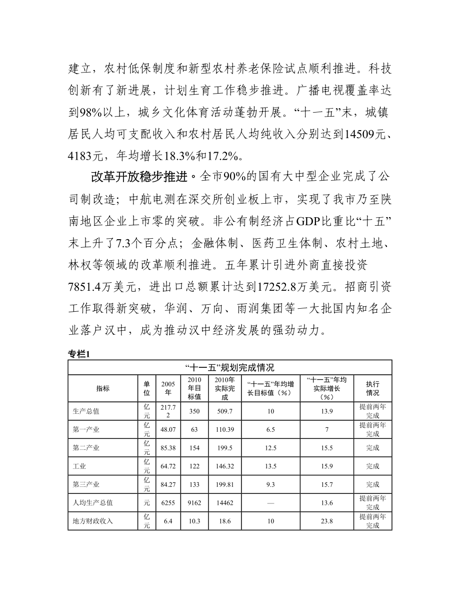 汉中市国民经济和社会发展第十二个五年规划纲要_第4页