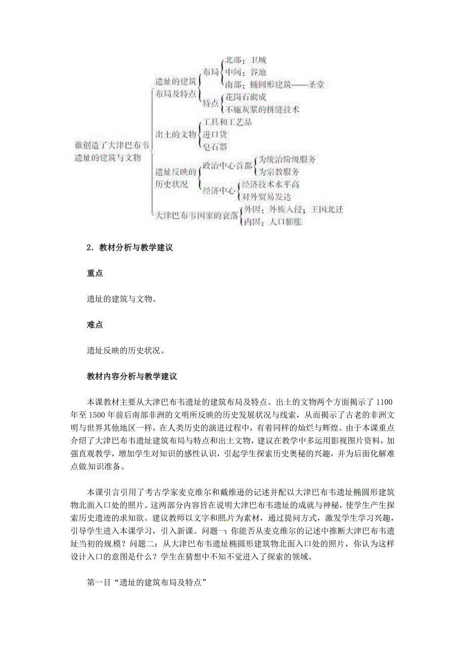 人教版历史选修5大津巴布韦遗址的建筑与文物word教案_第2页