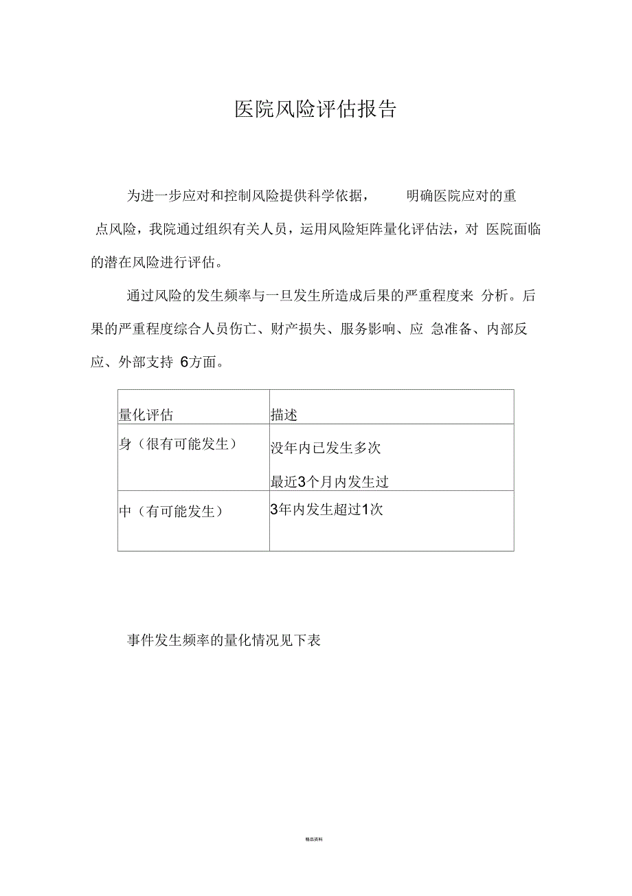 医院风险评估报告精品_第1页