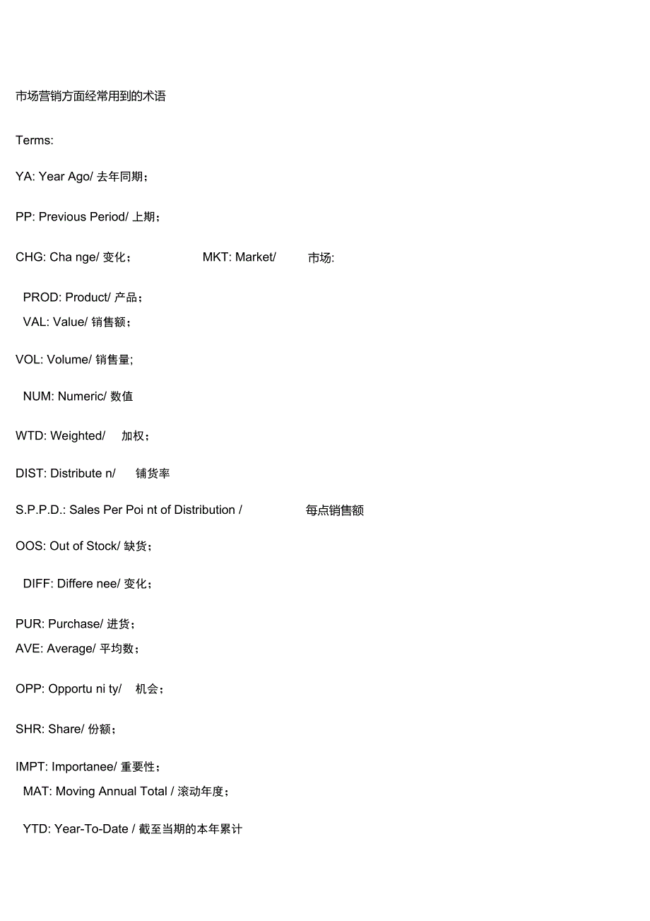 市场营销方面经常用到的术语_第1页