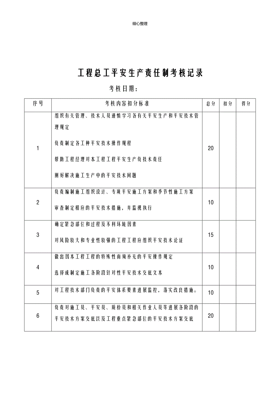 各种安全生产责任制考核记录_第3页