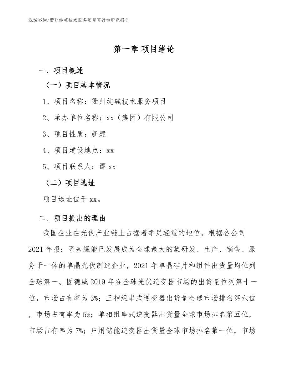 衢州纯碱技术服务项目可行性研究报告【范文模板】_第5页