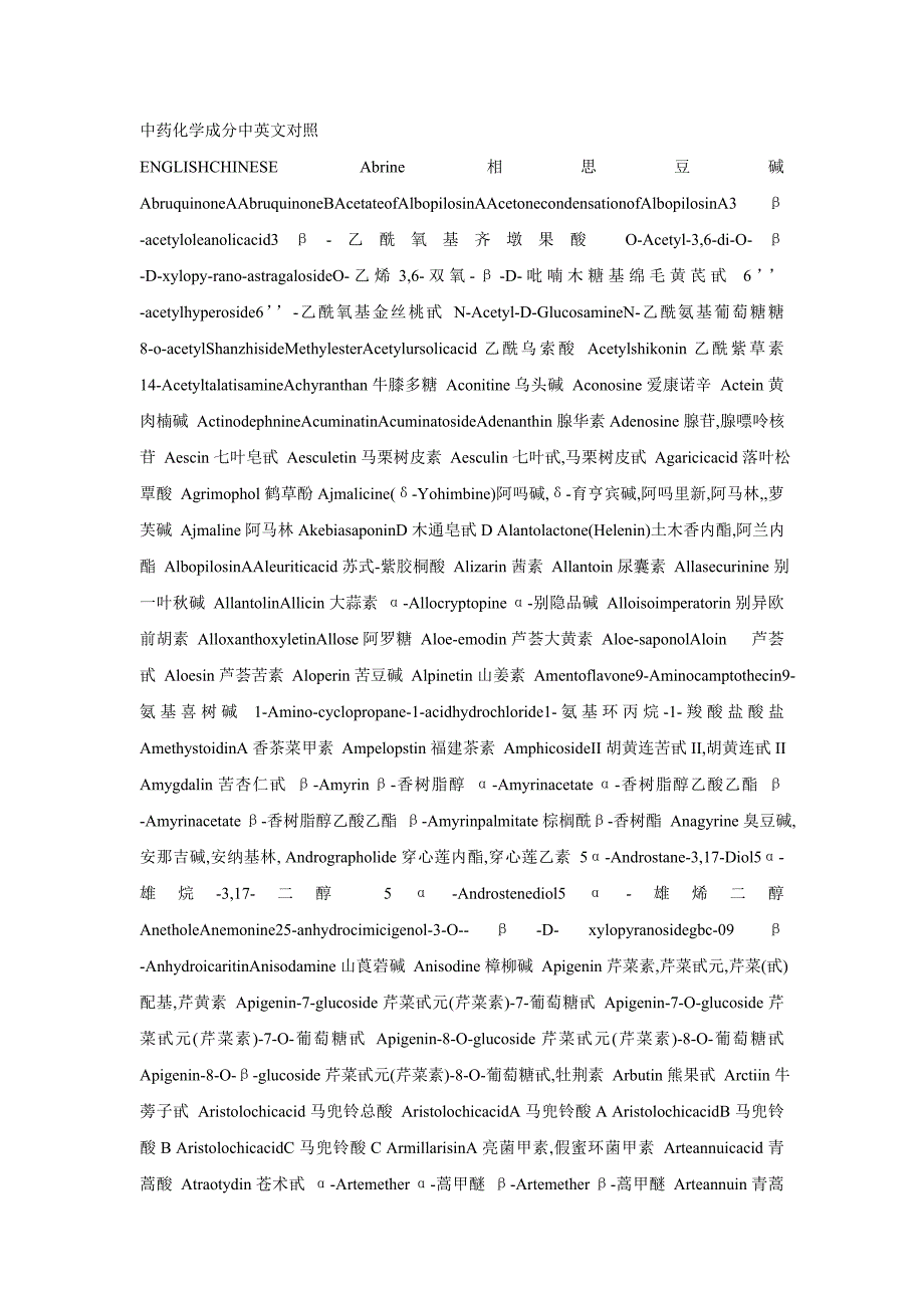 中药化学成分中的英文对照_第1页