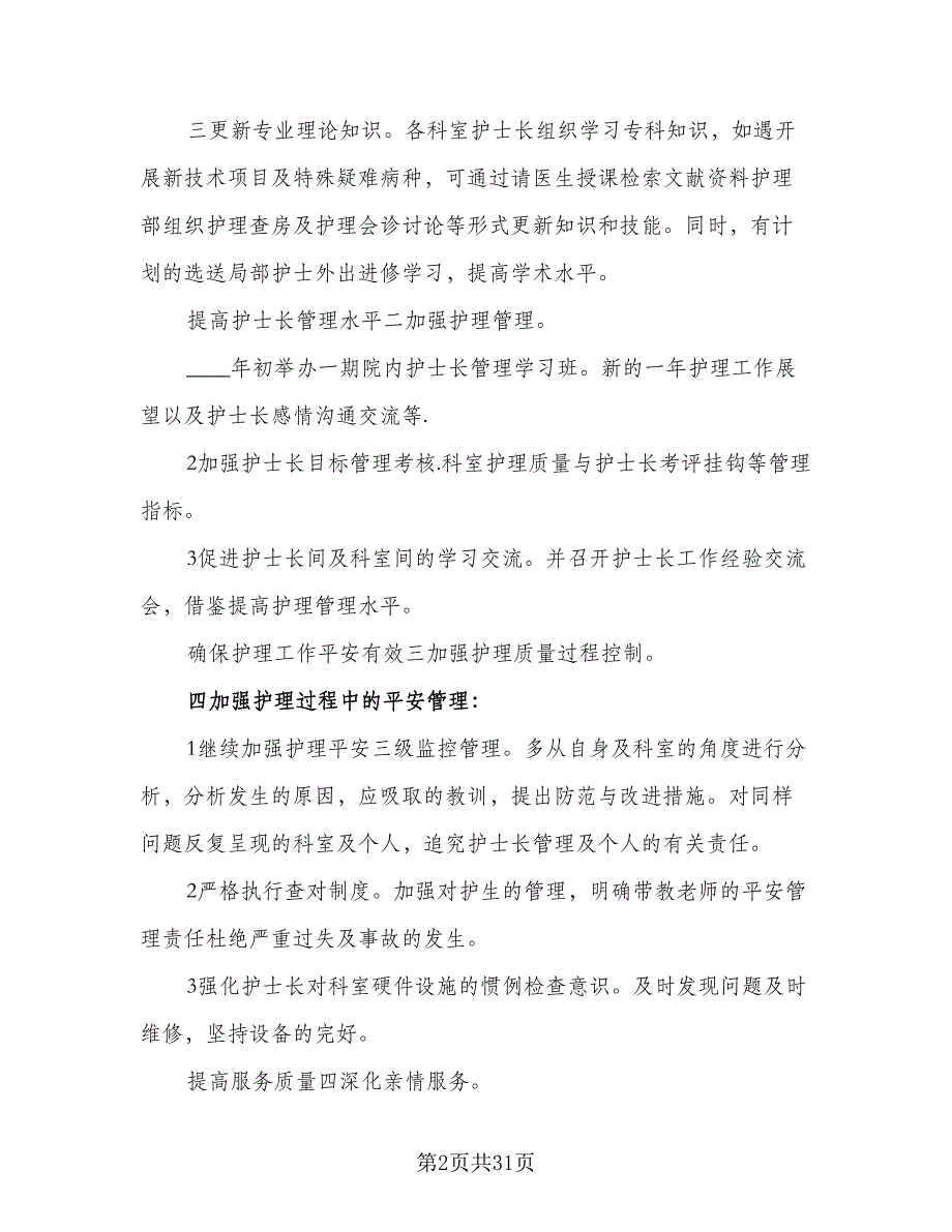 “医院护士护理培训计划”医院工作计划模板（五篇）.doc_第2页