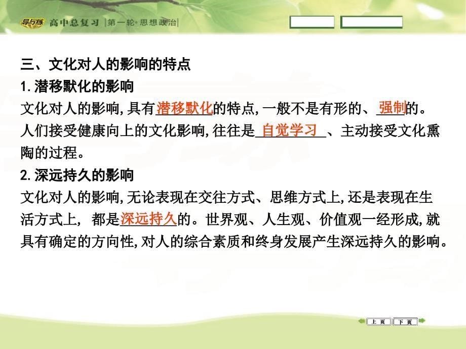 2016高三政治一轮复习课件：必修三 文化生活 第一单元 文化与生活 第二课 文化对人的影响_第5页