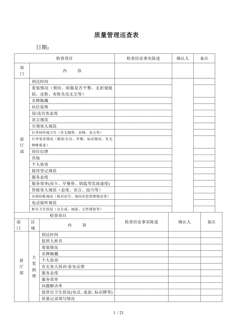 酒店质检表格.doc_第1页