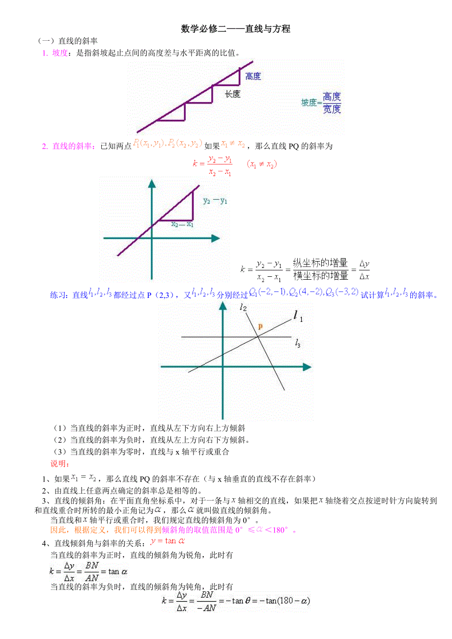高一数学必修二直线与方程_第1页