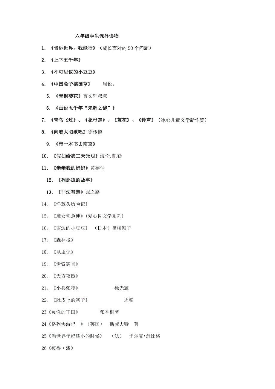 六年级学生课外读物_第1页