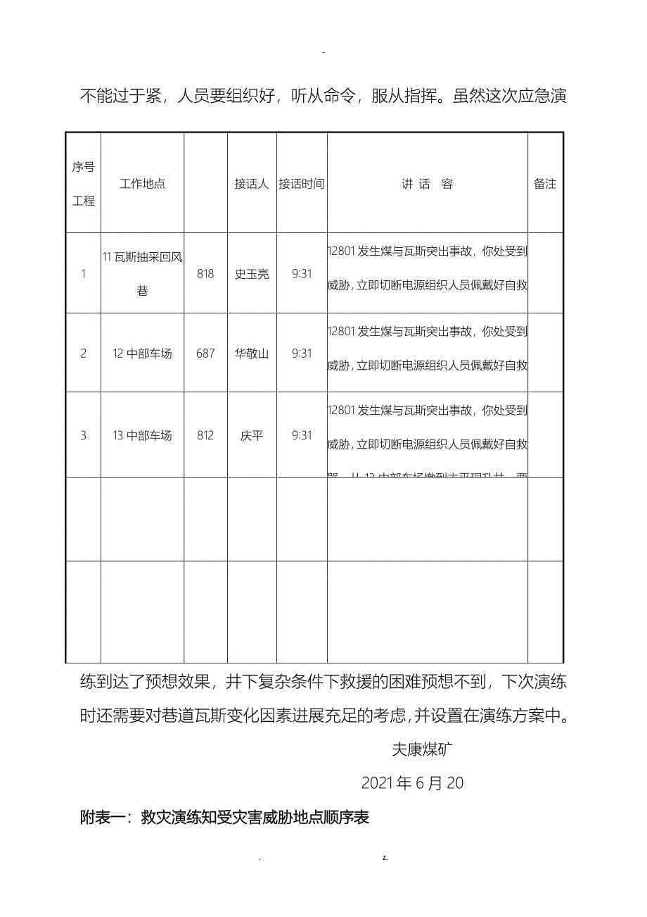 煤及瓦斯突出应急救援预案演练总结_第5页