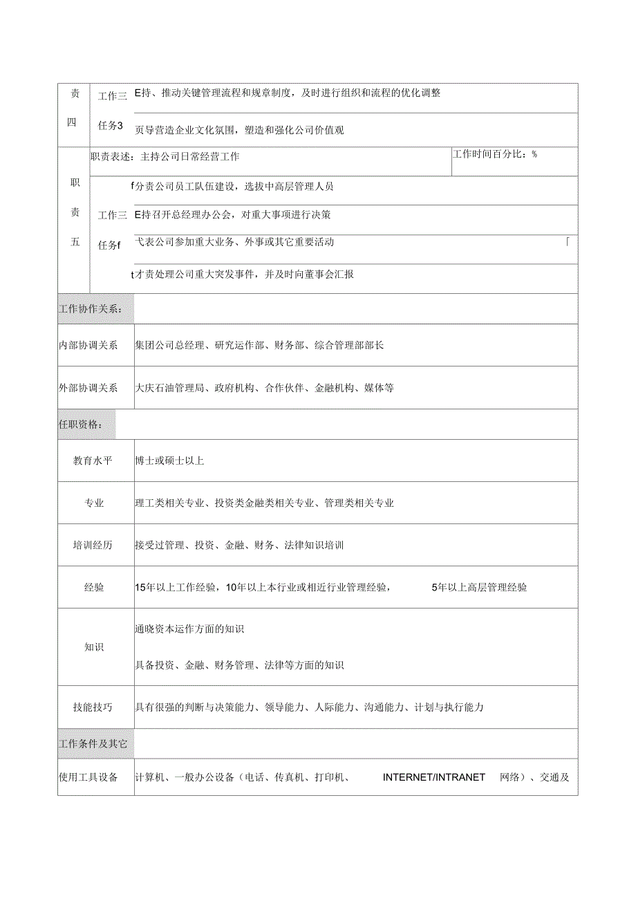 资产管理公司总经理岗位说明书_第2页