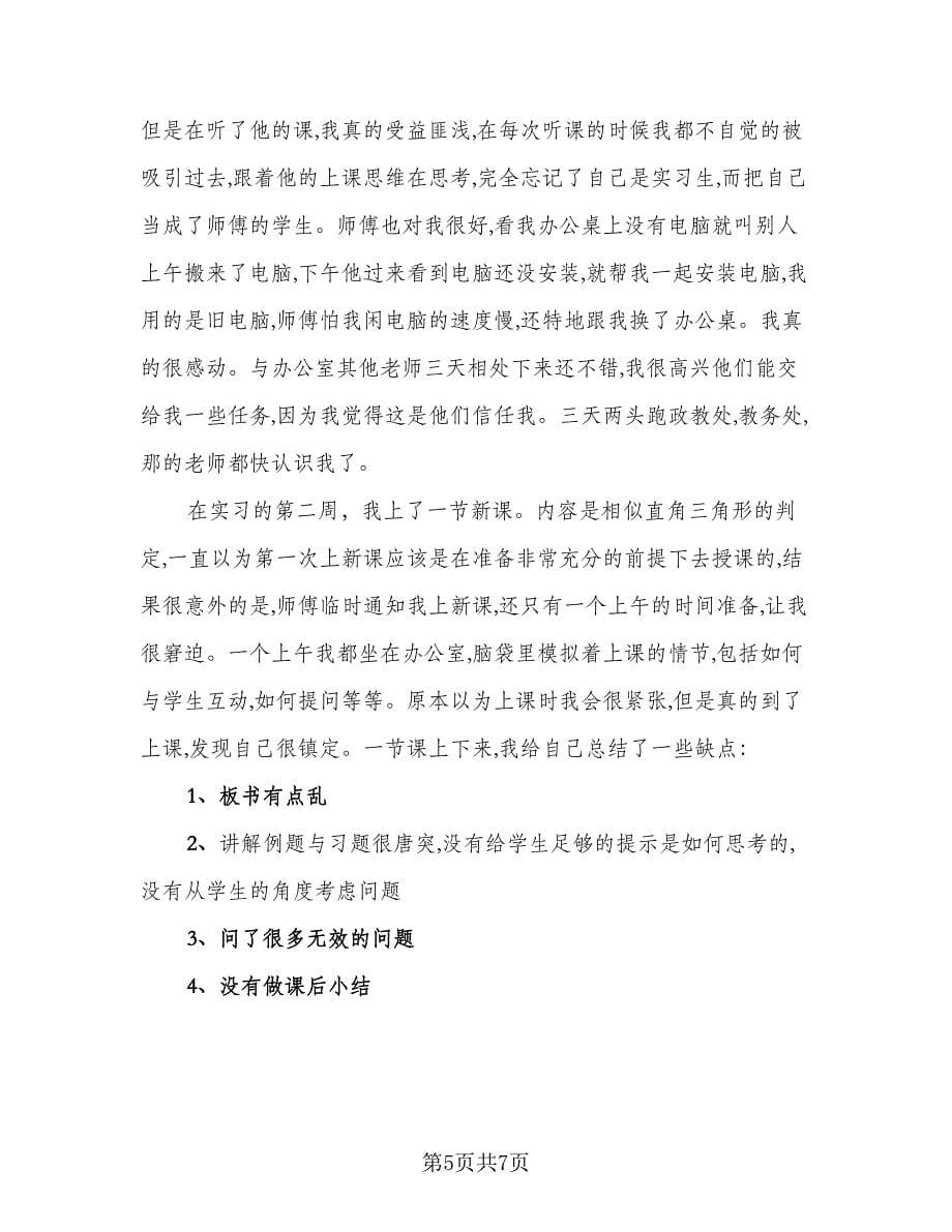 2023年数学师范专业实习总结标准范本（二篇）.doc_第5页