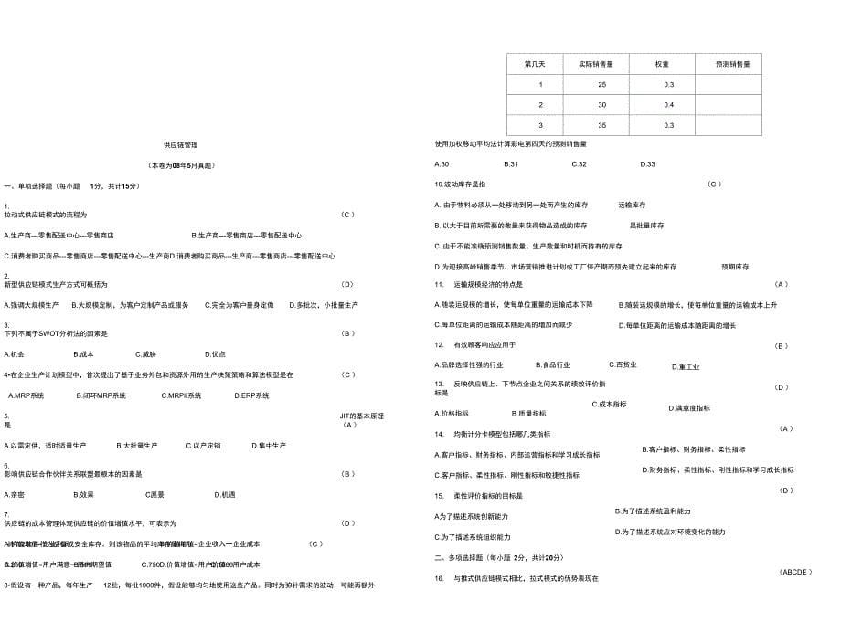 供应链管理历考试试题_第5页