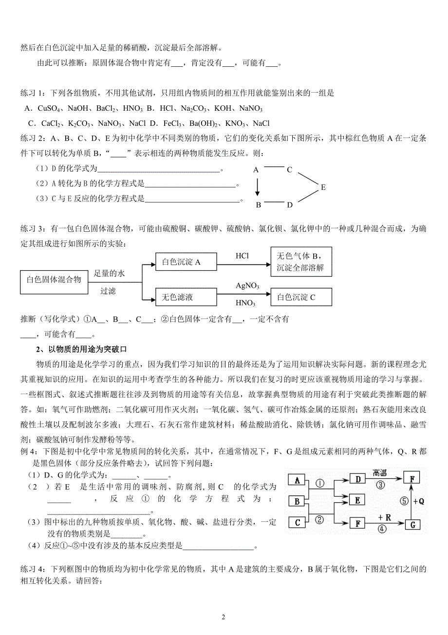 初中化学推断题解题思路方法及突破口_第2页