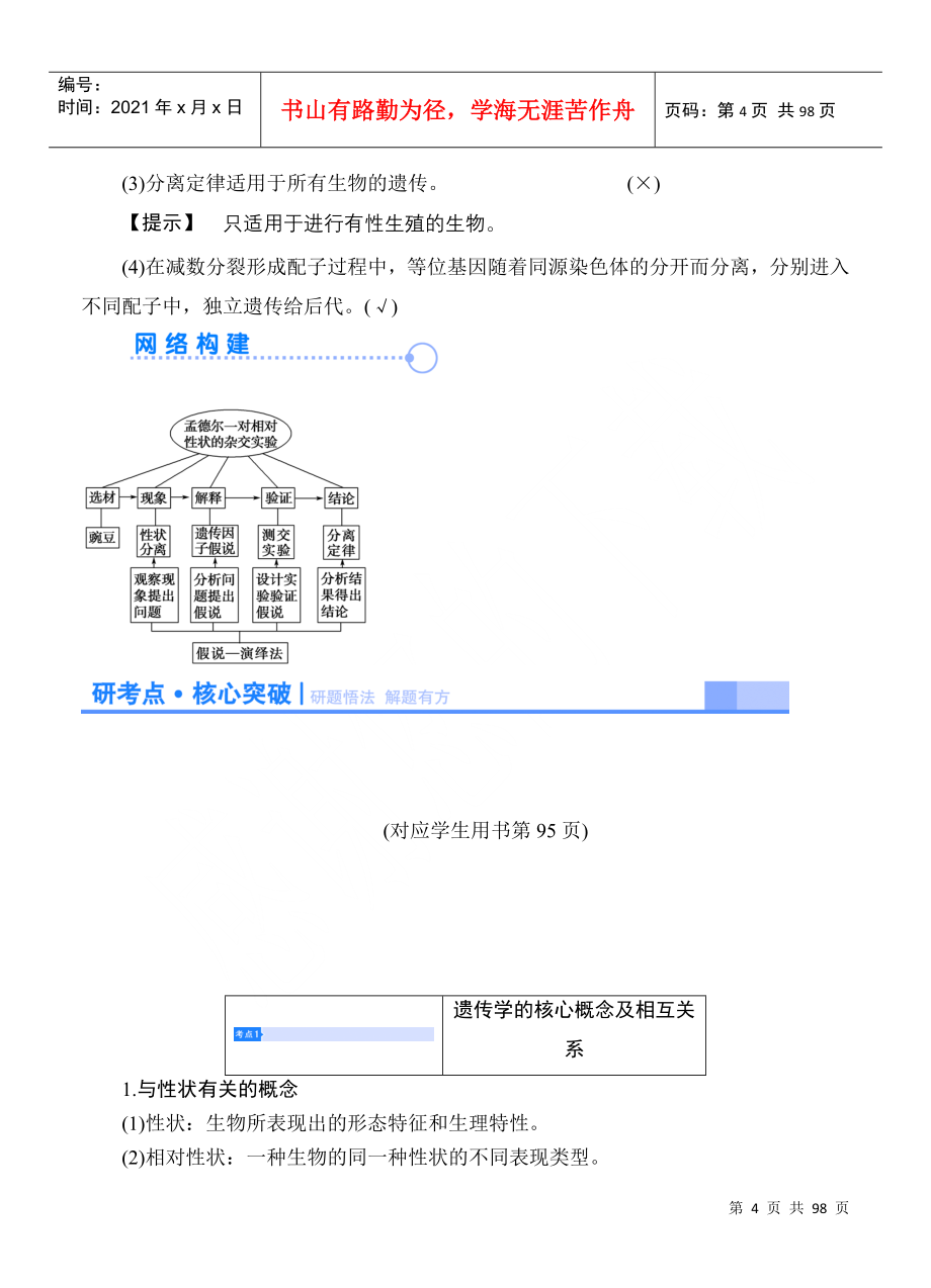 XXXX高考生物大一轮复习配套讲义：必修-_第4页