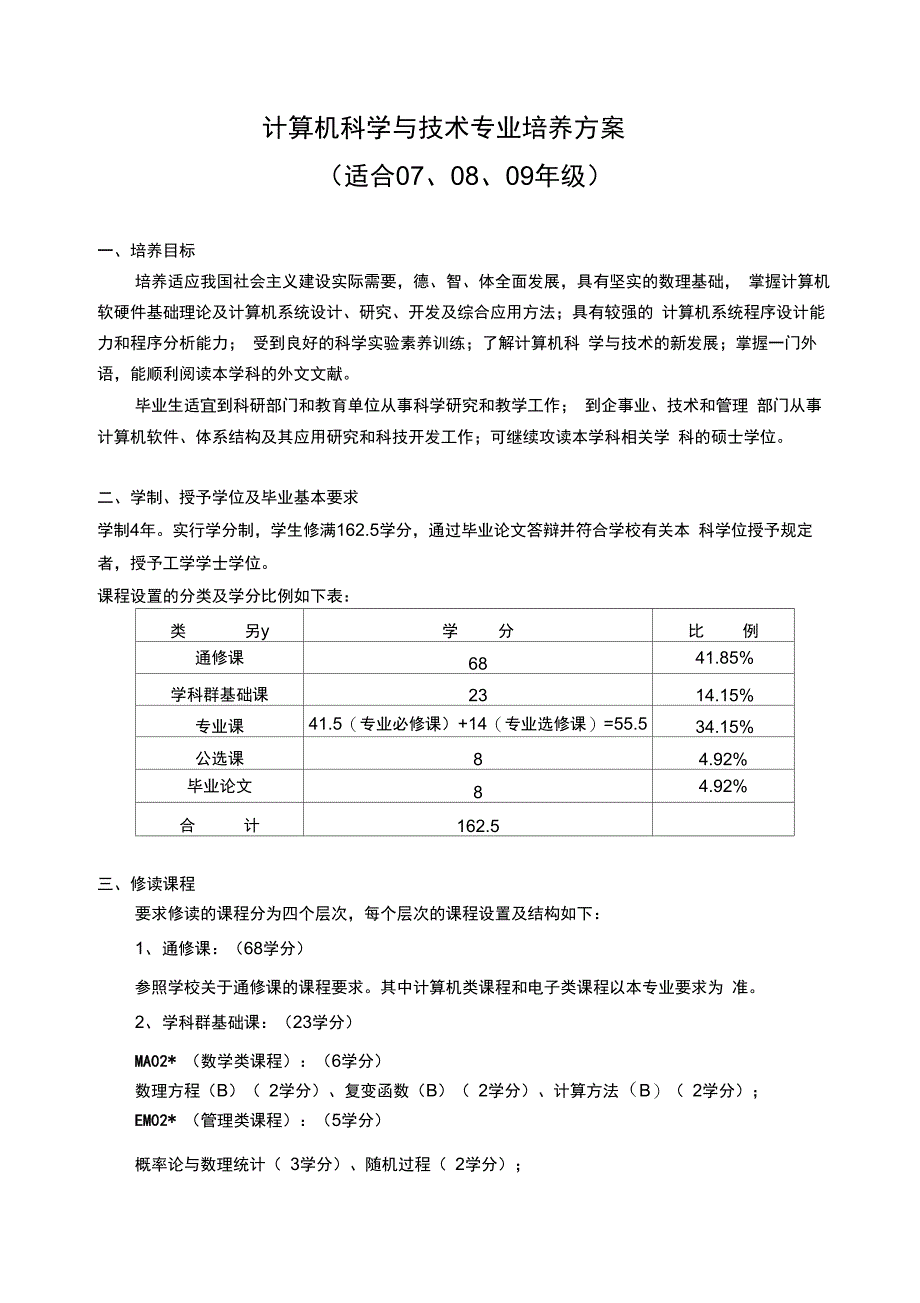 计算机科学与技术专业培养方案_第1页